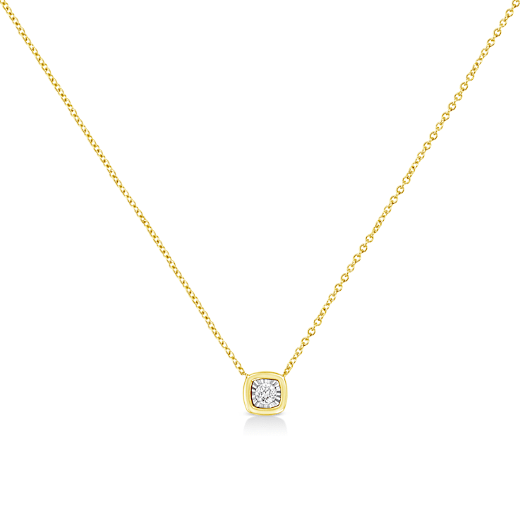 0.10ctw Miracle-Set Cushion Diamond Solitaire 10K Yellow Gold Over
Sterling Silver Necklace