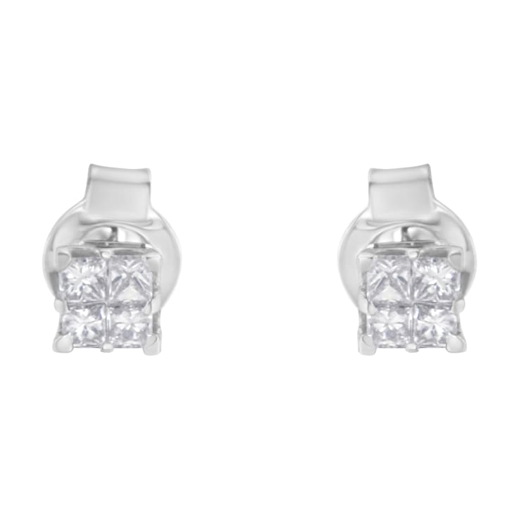 10K White Gold Diamond Composite Stud Earring 1/4ctw