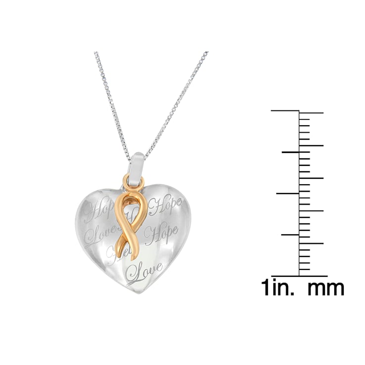 10K Yellow Gold Over Silver Heart Pendant With Chain