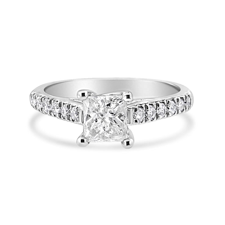 14K White Gold 1 1/5ctw Princess Diamond Classic Engagement Ring (I1-I2
Color, H-I Clarity)