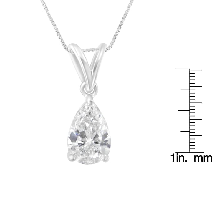IGI certified 10K White Gold 1/2ctw Diamond Pear Pendant w\chain(I-J, I1)