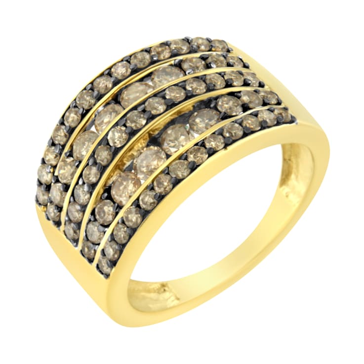 10K Yellow Gold Over Sterling 1 1/2ctw and Black Rhodium Diamond Ring
(J-K Color, I1-I2 Clarity)