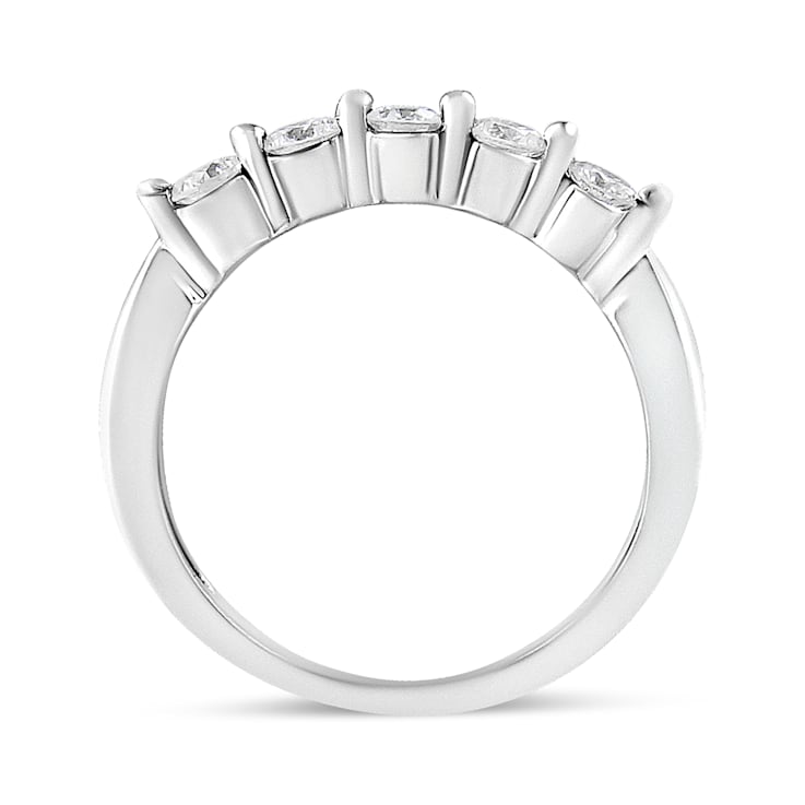 14K White Gold 1/2ctw Round-Cut 5-Stone Diamond Ring (H-I Color, SI1-SI2 Clarity)