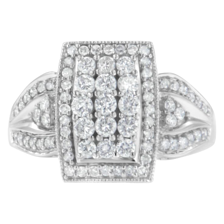 10K White Gold 1.0ctw Diamond Rectangular Cushion Ring (H-I Color,
SI2-I1 Clarity)