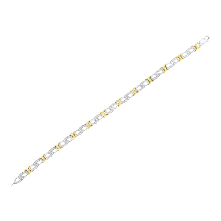 10k Yellow Gold Over Sterling Silver .25ctw Diamond Infinity and X Link Bracelet