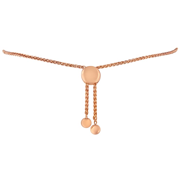 10K Rose Gold Over Sterling Silver .10ctw Round-Cut Diamond Heart Link
Adjustable Bolo Bracelet