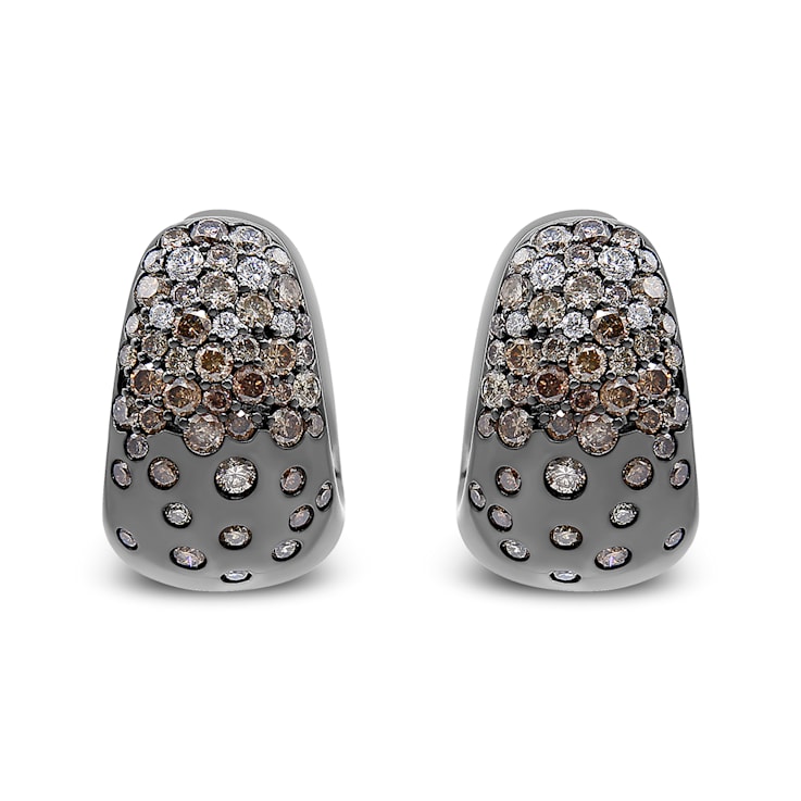 Black Rhodium over 18K White Gold 2 1/4ctw Prong and Bezel Set White and
Brown Diamond Hoop Earrings