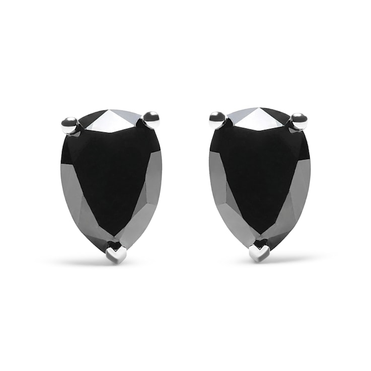 14K White Gold 1/2 Cttw Treated Black Pear Shaped Solitaire Diamond 3
Prong Stud Earrings