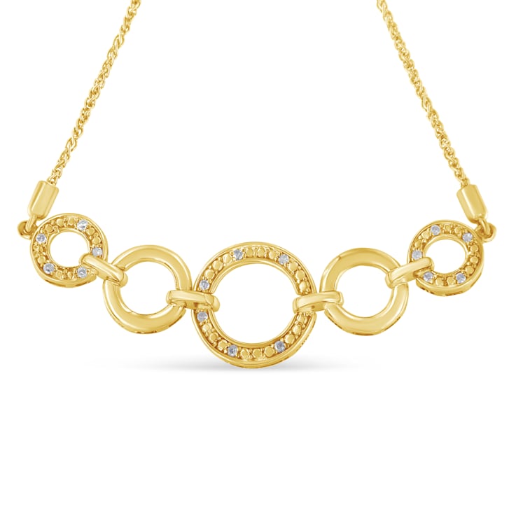 10K Yellow Gold Over Sterling Silver Diamond Accent Graduated Infinity
Open Circle Adjustable Bolo