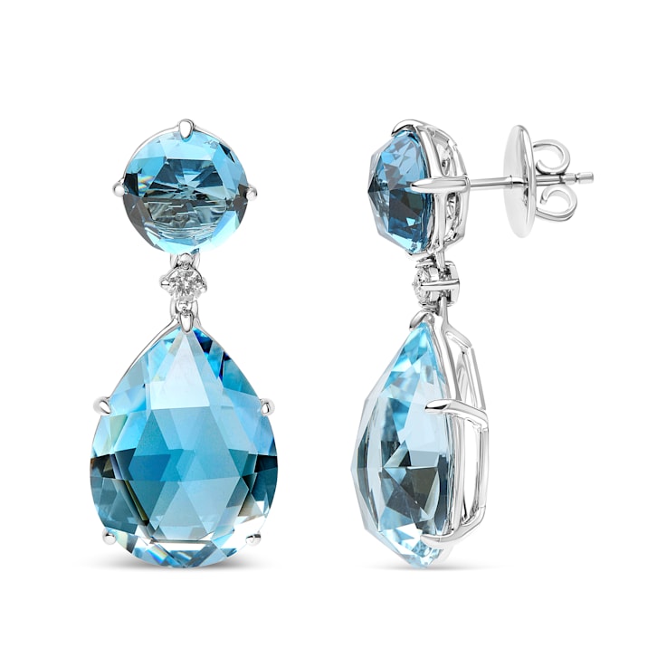 18K White Gold Round and Pear Blue Topaz Gemstone with Diamond Accent
Teardrop Dangle Earrings