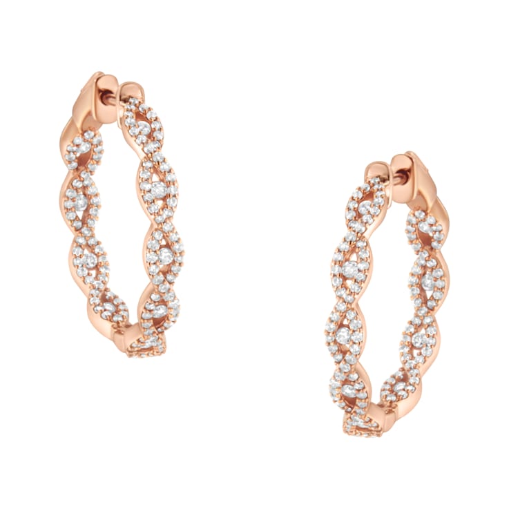 10K Rose Gold Diamond Hoop Earring 1.0ctw