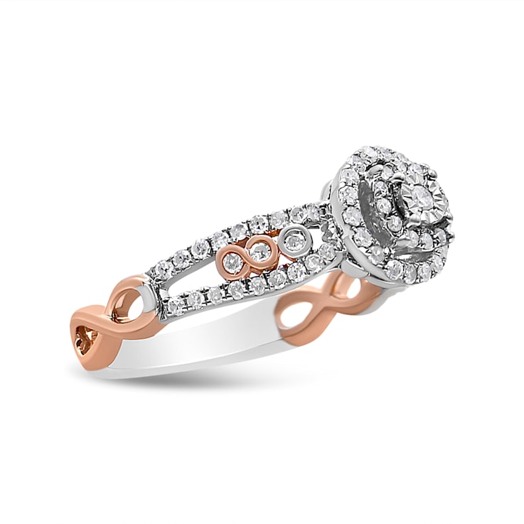 0.50ctw Round Diamond Split Shank Engagement 14K Rose Gold Over Sterling
Silver Ring