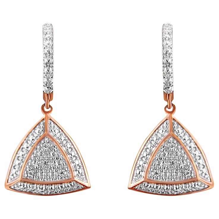 10K Rose Gold Over Sterling Silver Round Cut Diamond Fashion Dangle
Earrings .03ctw