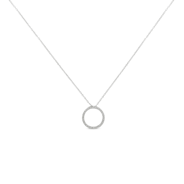 Sterling Silver 1/3ctw Round Diamond Open Circle Halo 18" Pendant
w\chain(I-J Color, I2-I3 Clarity)