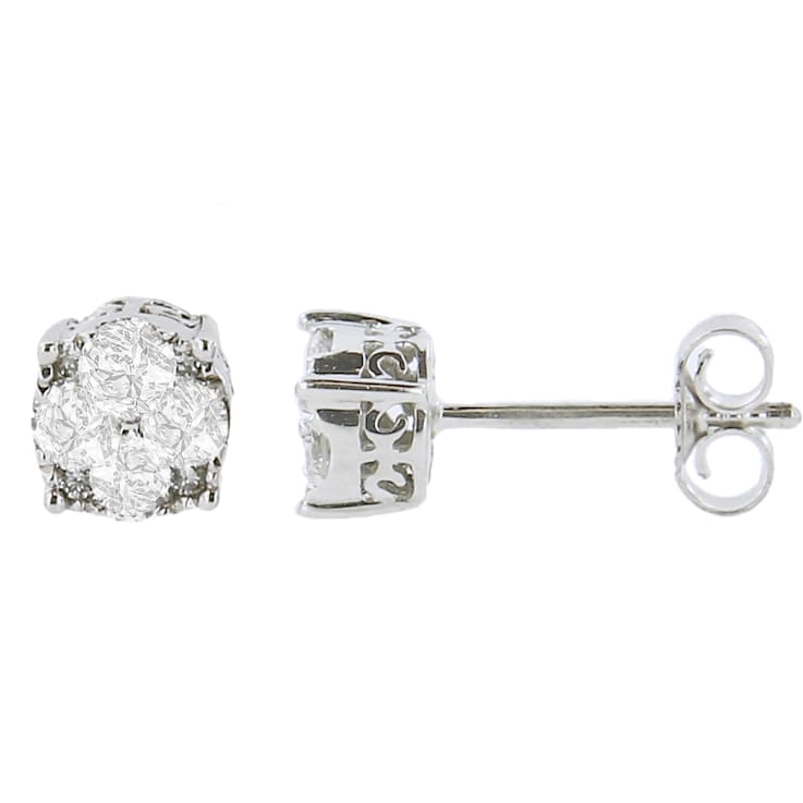 0.50ctw Round-Cut Diamond Sterling Silver Cluster Stud Earring