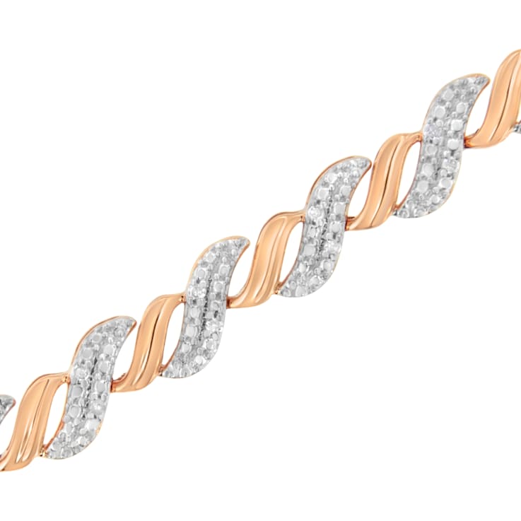 10K Rose Gold Over Sterling Silver .25ctw Prong Set Round Diamond
"S" Link Bracelet