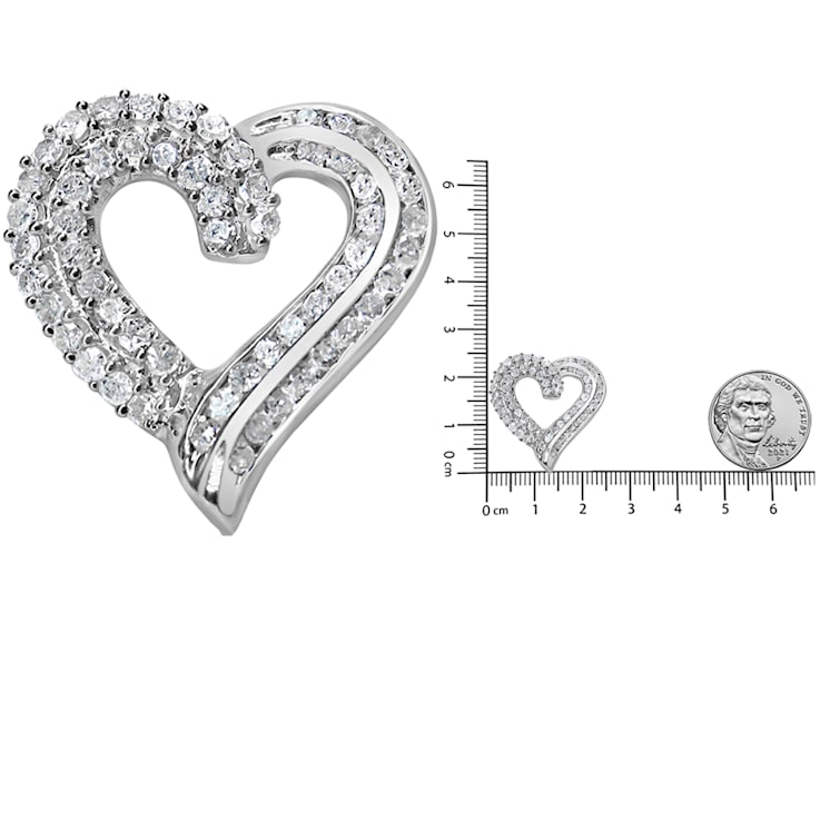 Sterling Silver 1.0ctw Diamond Open work Ribbon Heart