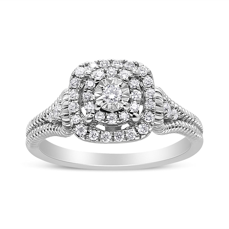 0.33ctw Miracle-Set Round Diamond Sterling Silver Ring