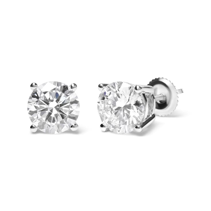 IGI Certified 14K White Gold 5.00 Cttw Round Lab Grown Diamond Stud
Earrings with Screw Backs