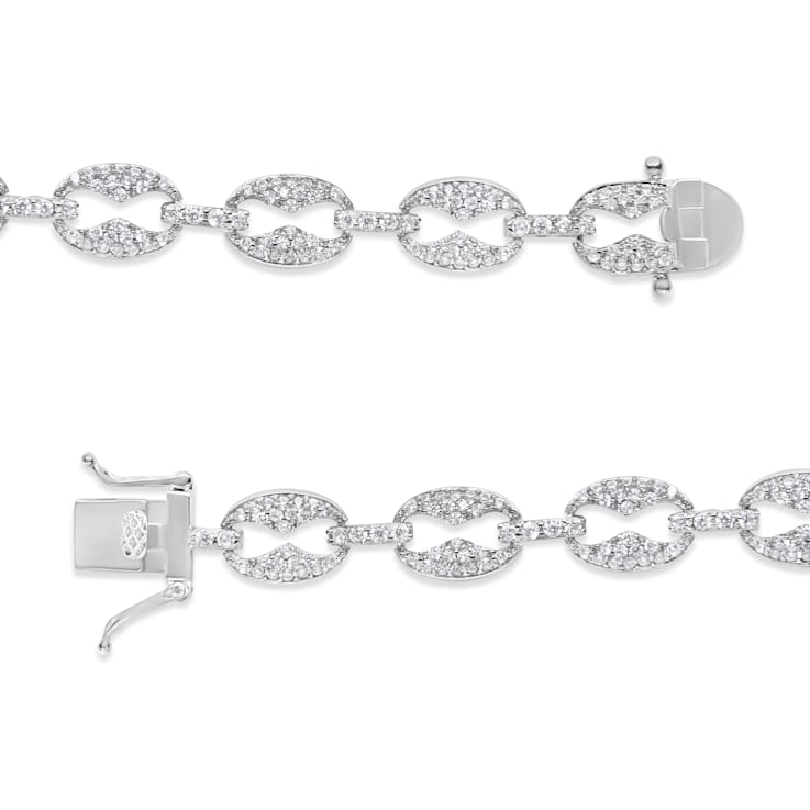 14K White Gold 1 1/2 Cttw Round Diamond Set Link Bracelet (I-J Color,
I1-I2 Clarity) - 7"