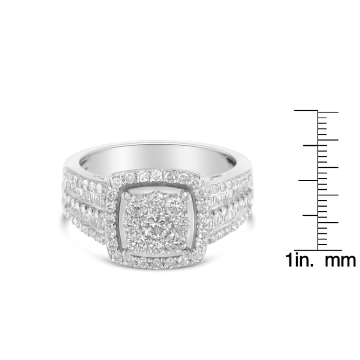 10K White Gold Diamond Cluster Ring (1 Cttw, H-I Color, I1-I2 Clarity) -
Size 7