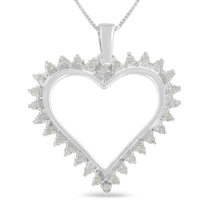 0.25ctw Diamond Open Heart Sterling Silver Necklace