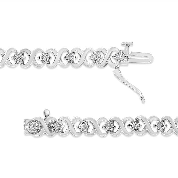 0.33ctw Round White Diamond Infinity Sterling Silver Tennis Bracelet