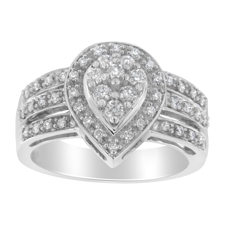 10K White Gold Round Cut Diamond Teardrop Ring (1/2ctw, H-I Color,
SI2-I1 Clarity)