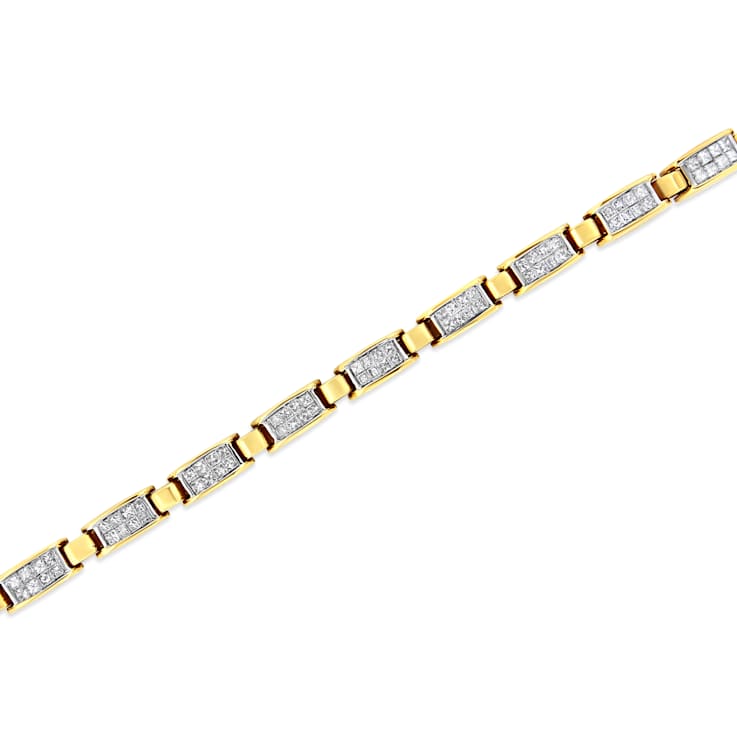 14K Yellow Gold 2.50ctw Princess-Cut Diamond Link Tennis Bracelet