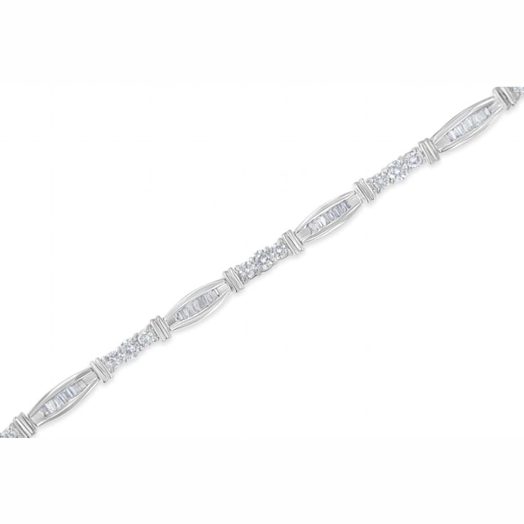 10K White Gold 3.0ctw Geometric Pattern Diamond Tennis Bracelet