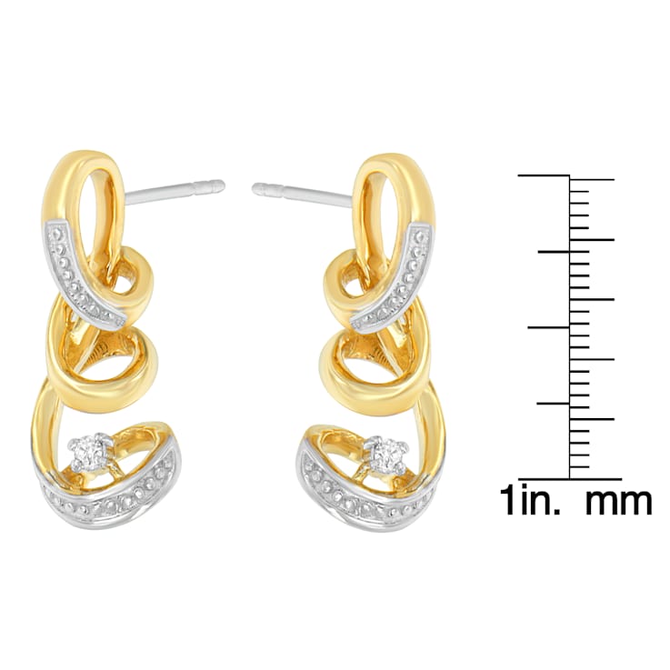 Espira 10K Two Tone Gold Round cut Diamond Earring 0.05ctw