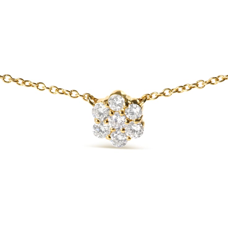 14K Yellow Gold 2.00 Cttw Diamond  Cluster 18" Station Necklace
(I-J Color, I1-I2 Clarity)