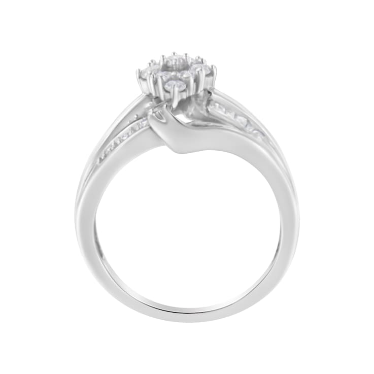 10K White Gold 1/2ctw Diamond Cluster Ring (H-I Clarity, I2-I3 Color)
