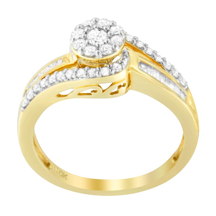 10K Yellow Gold Diamond Cluster Ring (1/2ctw, I-J Color, I2-I3 Clarity)