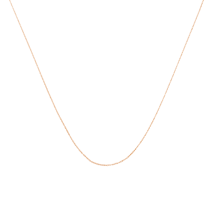 Solid 10K Gold 0.5mm Rope Chain Unisex Necklace - Size 16"