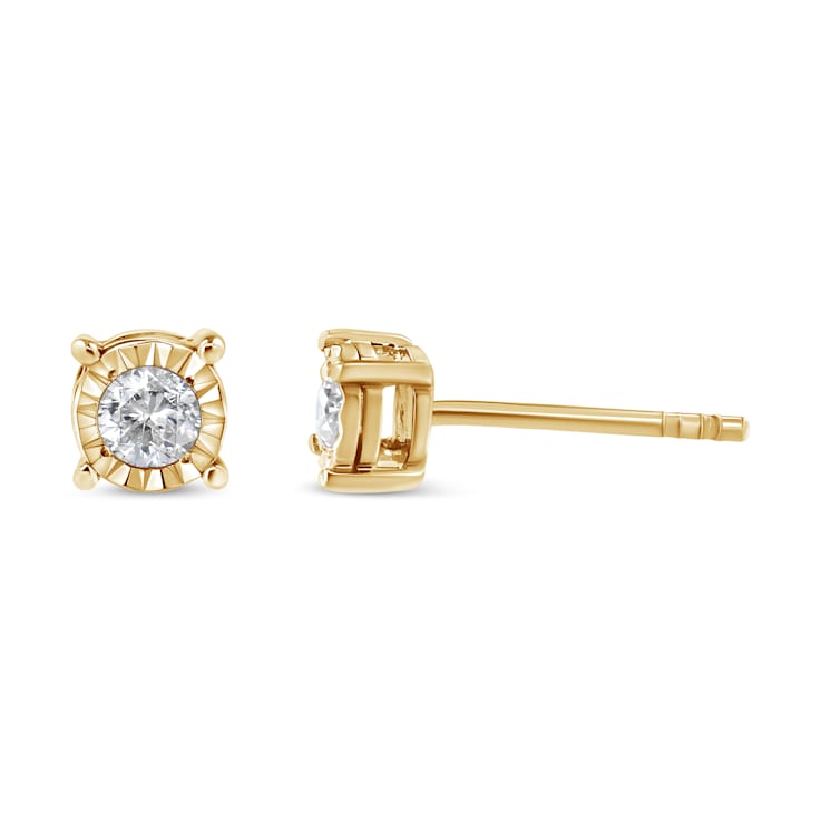 0.20ctw Round Near Colorless Diamond 10K Yellow Gold Over Sterling
Silver Stud Earrings