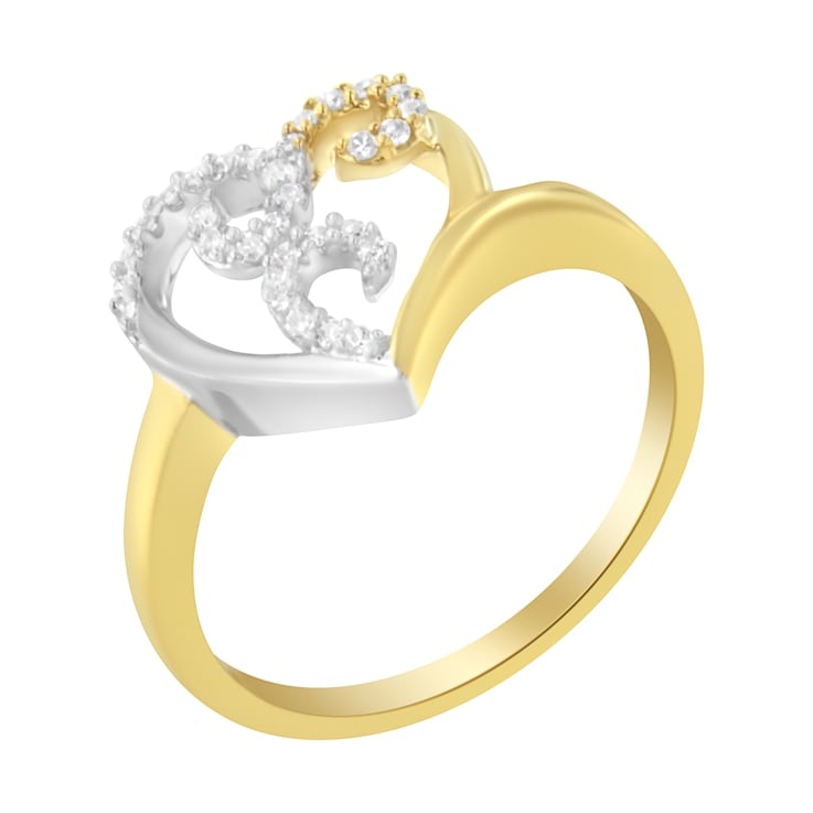 10K Two-Toned Gold Diamond Heart Shape Cluster Ring (1/6 Cttw, H-I
Color, I1-I2 Clarity)