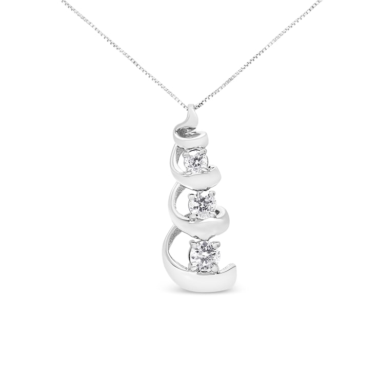 Sterling Silver Espira 1/4ctw Diamond Swirl Shape Pendant w\chain (I-J, I2-I3)