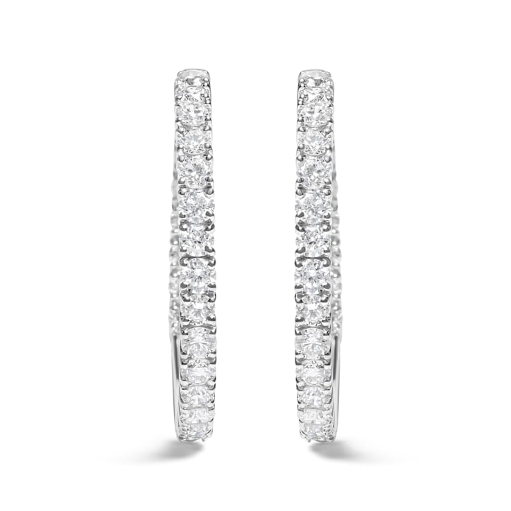 14K White Gold 5.00 Cttw Lab Grown Diamond Inside Out Hoop Earrings (F-G
Color, VS1-VS2 Clarity)