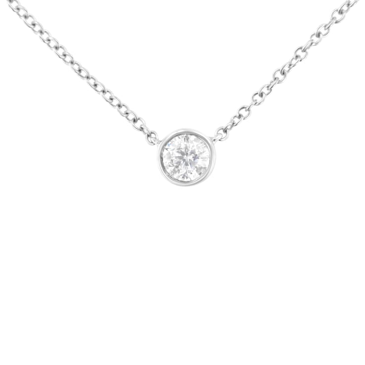 0.25ctw Diamond Bezel-Set Solitaire 10K White Gold Necklace