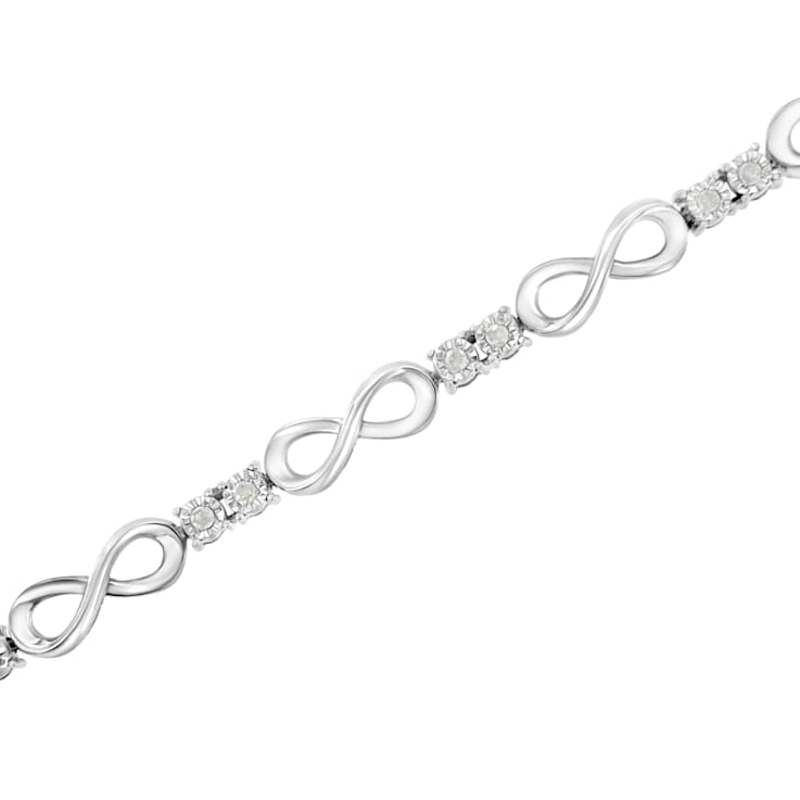 Sterling Silver .25ctw Miracle Set Diamond Infinity Link Bracelet