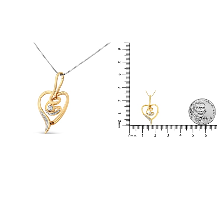 Diamond-Accented Swirl Open Heart 10K Yellow Gold Pendant Necklace with
18" Chain