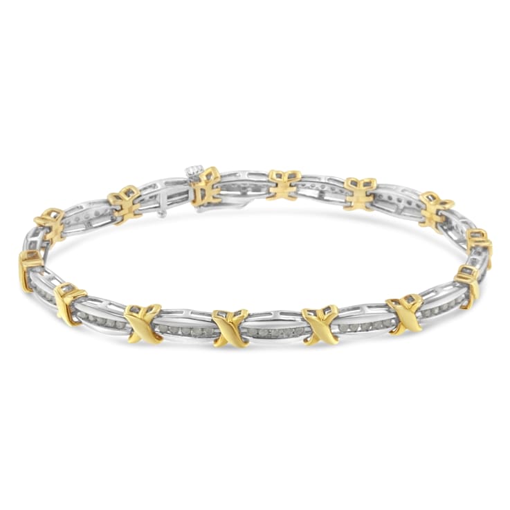 Sterling Silver 1ct TDW Diamond X-Link Bracelet (I-J, I2-I3) - 7"