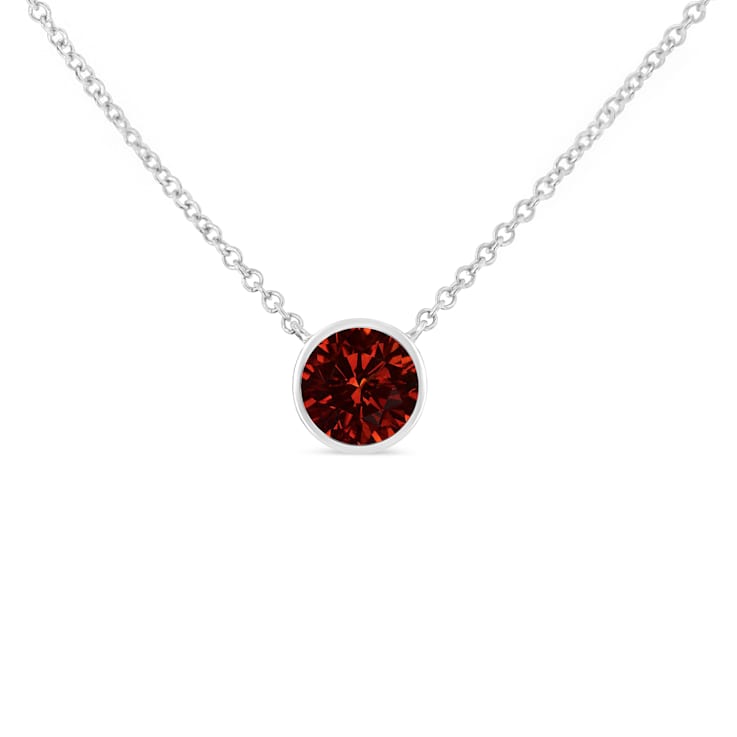 Sterling Silver Bezel Set 3.5mm Created Red Ruby Gemstone Solitaire
18" Pendant Necklace