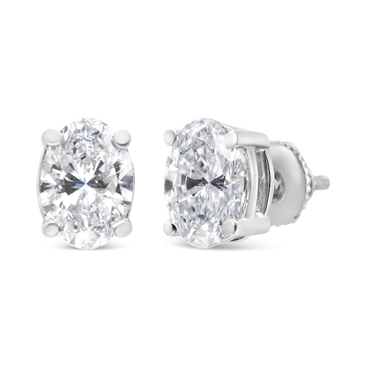 1.00ctw Lab Grown Oval Diamond Solitaire 14K White Gold Stud Earrings