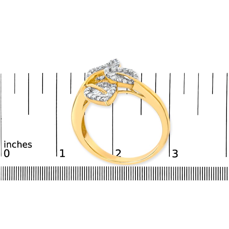 国内外の人気が集結 Mixed 3/8ctw Silver Sterling Over Gold White and Yellow 18K Diamond Ring Leaf Triple  Bypass アクセサリー