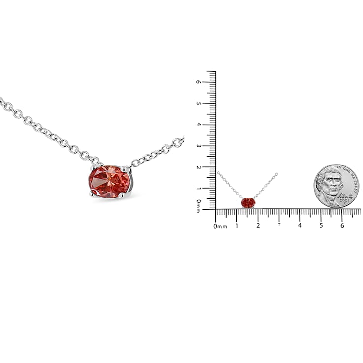 14K White Gold 3/8ctw Lab Grown Pink Oval Solitaire Diamond Necklace
(Pink Color, VS2-SI1 Clarity)
