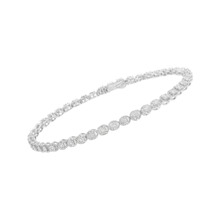 Sterling Silver .50ctw Miracle-Set Diamond Bezel Look Tennis Bracelet