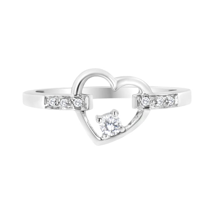 0.125ctw Diamond 14K White Gold Heart Ring