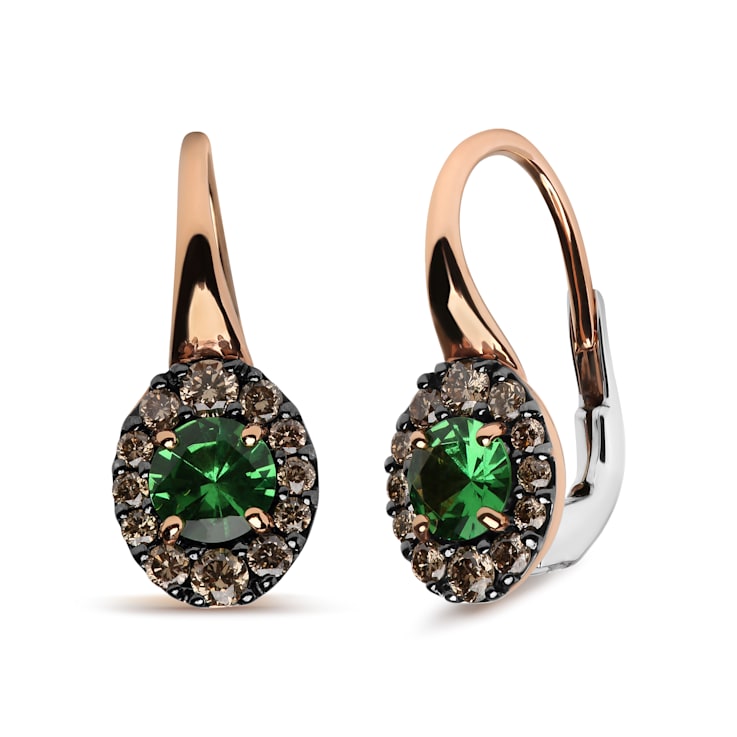 18K Two-Tone Gold Round Tsavorite and Round Brown Diamonds Halo Drop
Hoop Earrings